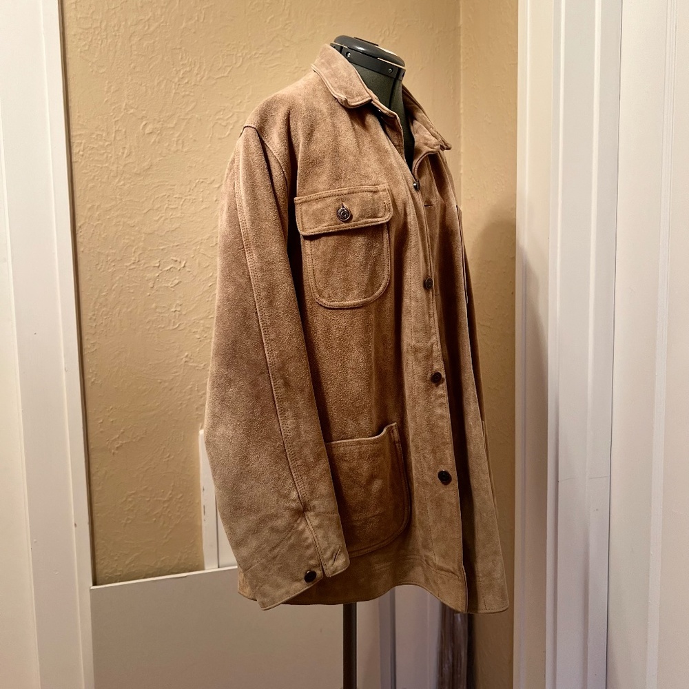Ralph Lauren Polo Country Suede Flannel Jacket M Vintage 90s Hunting Field Coat - Picture 3 of 16